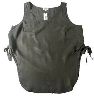 Terea By Andrea Pitter Women's Black Sleeveless Top Open Sides Pull Tie Bow XXL